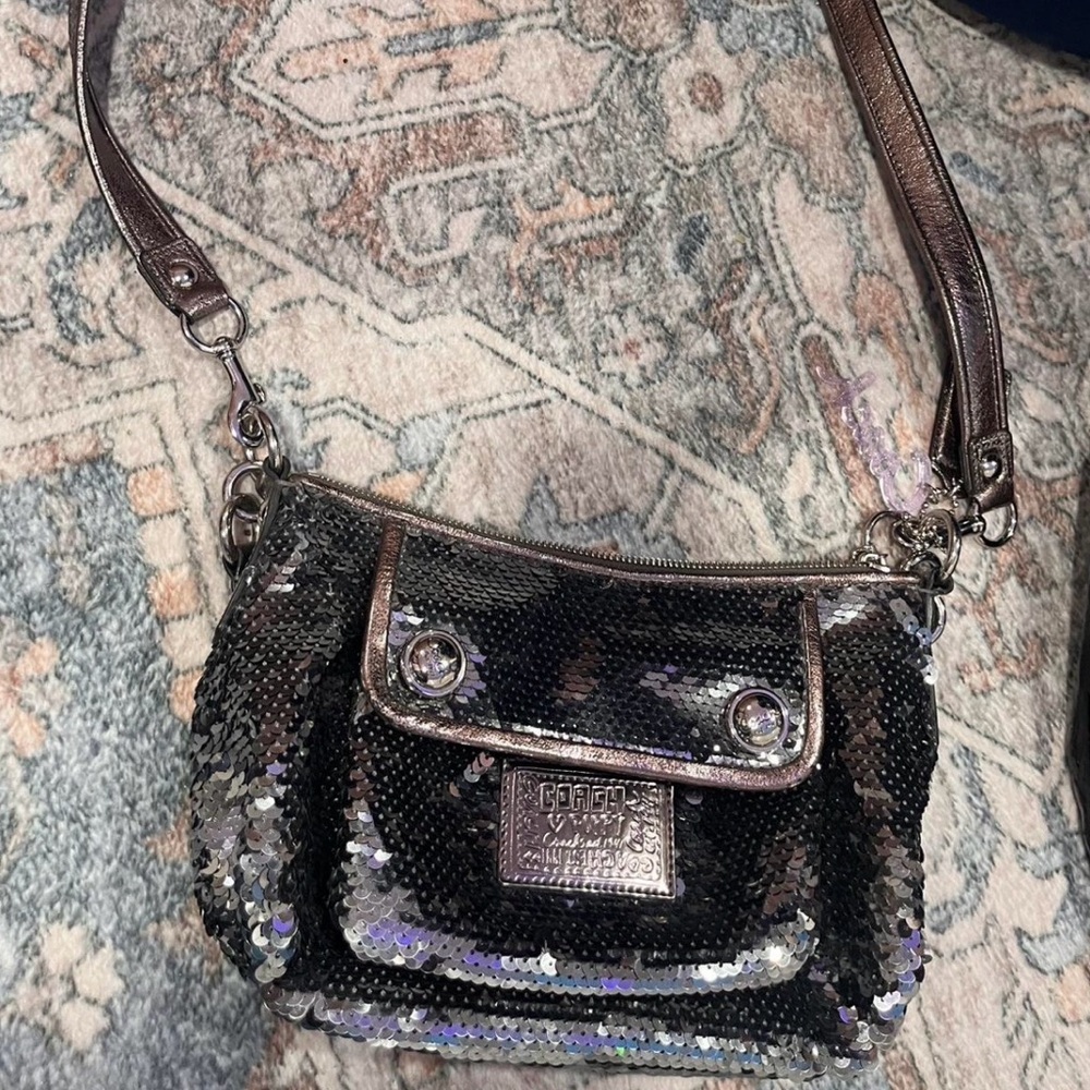 Grey Coach Poppy Sequin Bag